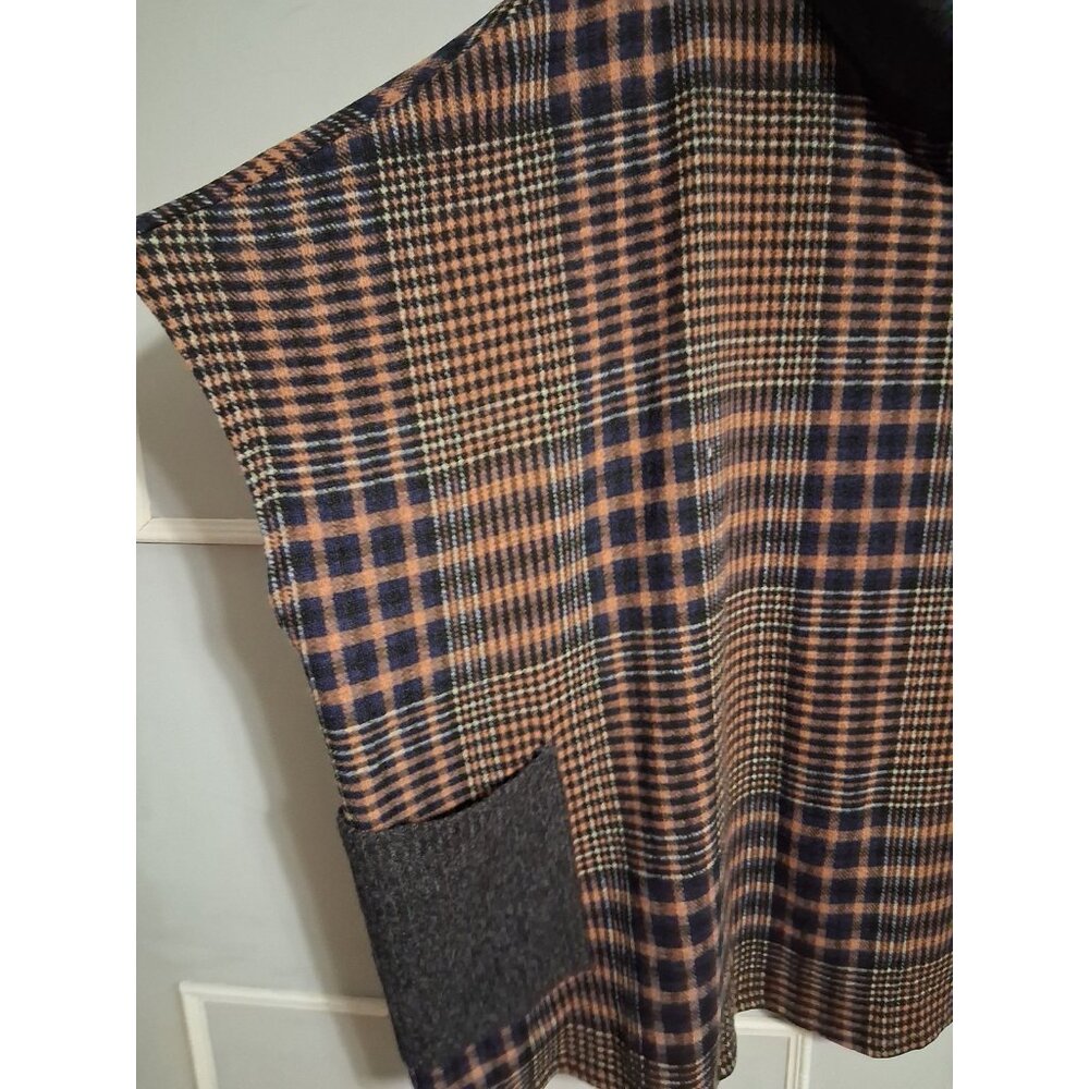 Chris & Carol Plus Women's Size 2X Pullover Plaid Colw Neck Poncho Pockets - Picture 2 of 7